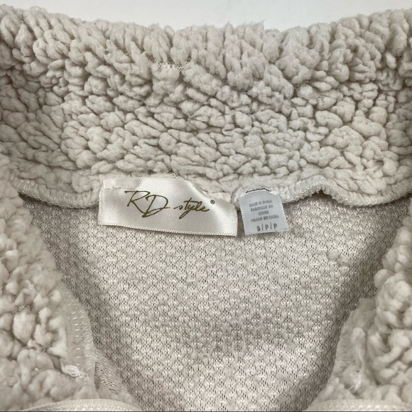 Anthropologie RD style cream color 1/2 zip sherpa pullover Size S - Picture 3 of 9